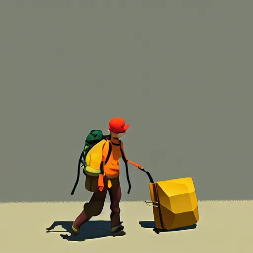 Image similar to hiker unloading the car before camping, style by goro fujita