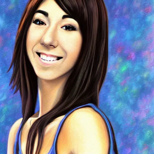 Image similar to portrait of Christina Grimmie, highly detailed, centered, solid color background, digital painting