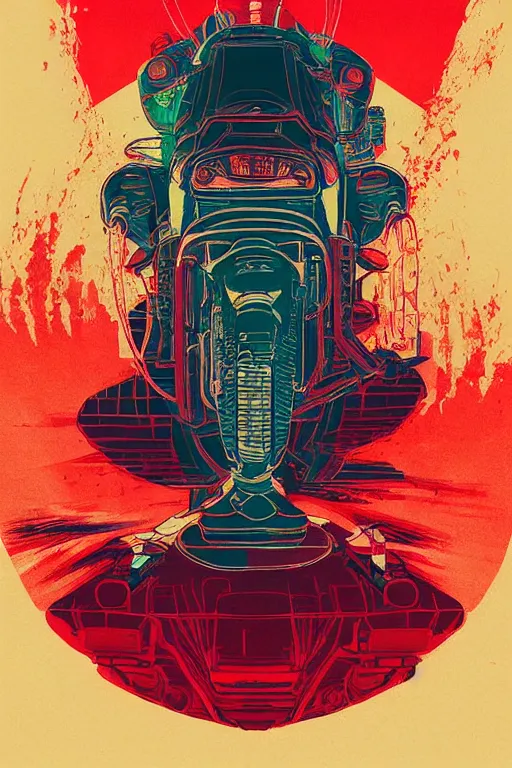 Image similar to an akira movie poster, an ultrafine detailed painting by petros afshar, behance contest winner, geometric abstract art, reimagined by industrial light and magic, behance hd, anaglyph effect, poster art