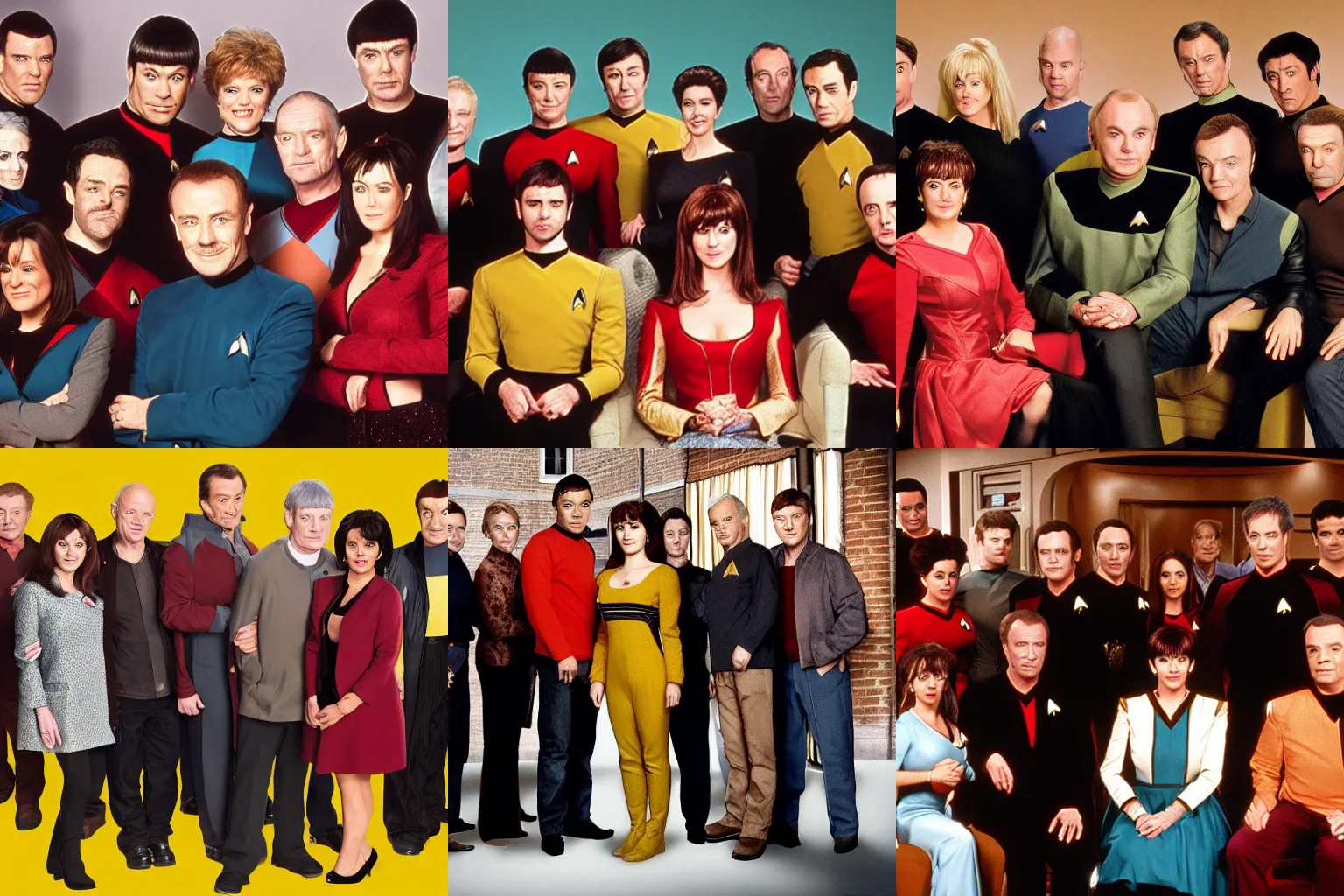 Prompt: Coronation Street with the cast of Star Trek TNG, detailed picture