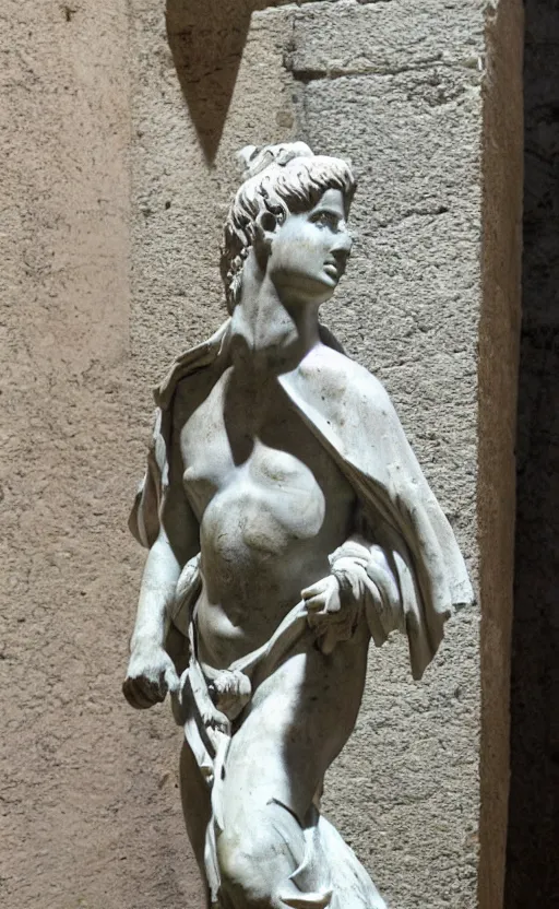 Prompt: a roman statue depicting a pidgeon