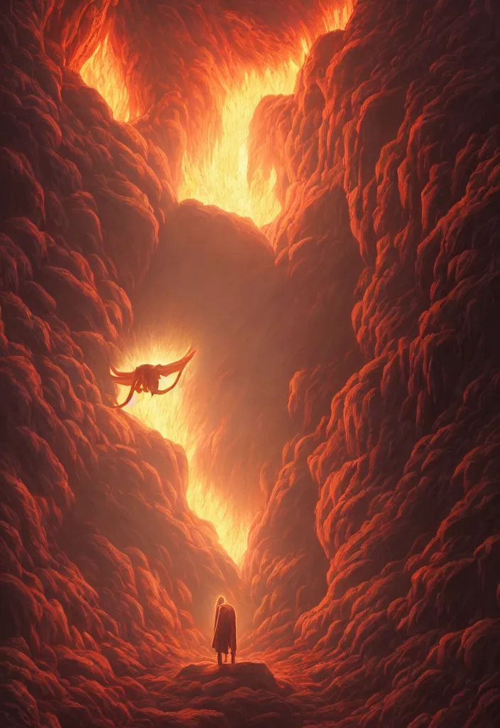 Image similar to a portrait of jesus descending into hell by dan mumford, yusuke murata and makoto shinkai, 8k, cel shaded, unreal engine, featured on artstation, pixiv