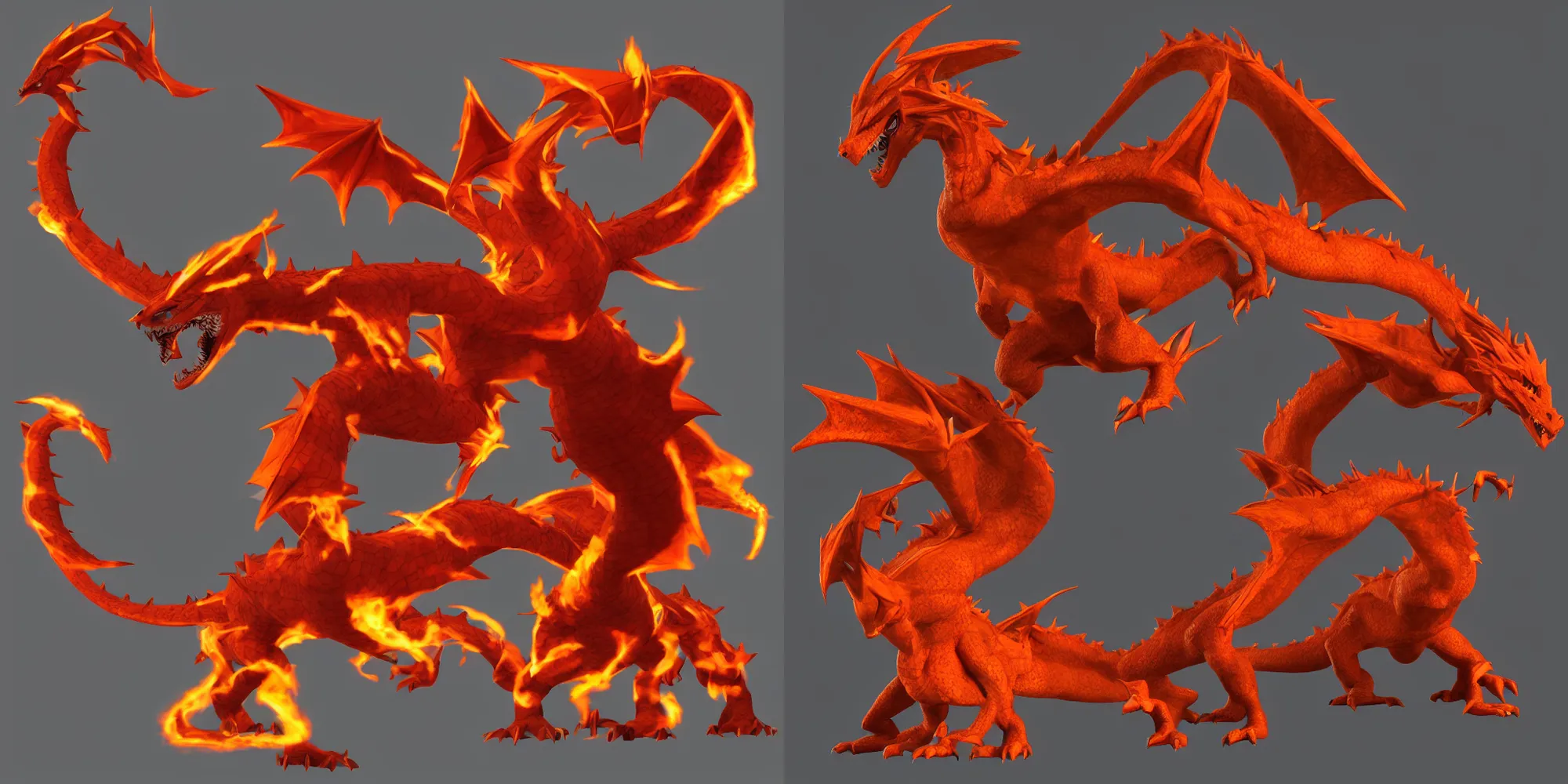 Prompt: fire type dragon pokemon, 3d, studio lighting