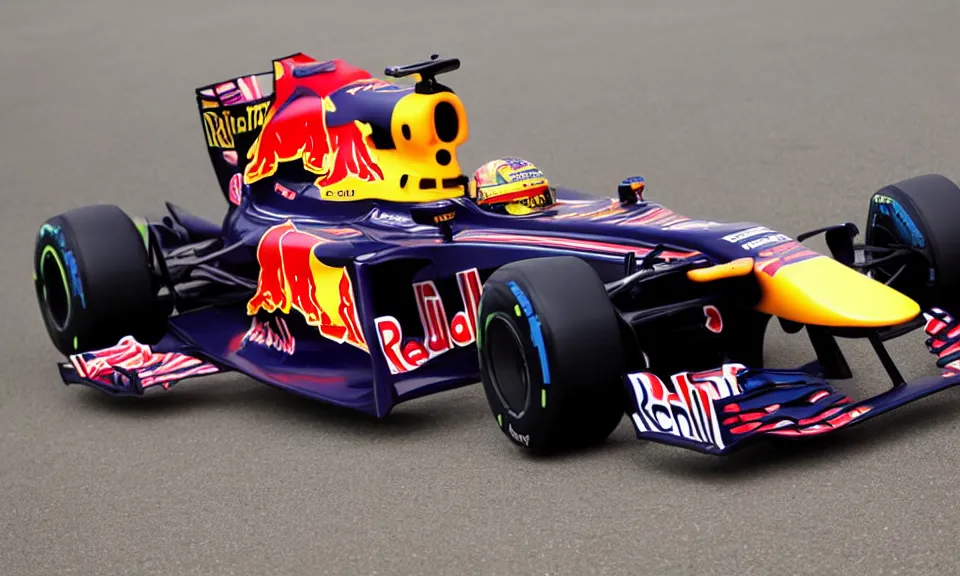 Prompt: photo of the shakedown livery of red bull formula one car