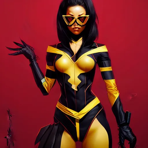 Image similar to beautiful scorpion woman character, confident pose, sharp focus, illustration, highly detailed, concept art, matte, trending on artstation, anime, comics, marvel, art by wlop and artgerm and greg rutkowski, h 6 4 0