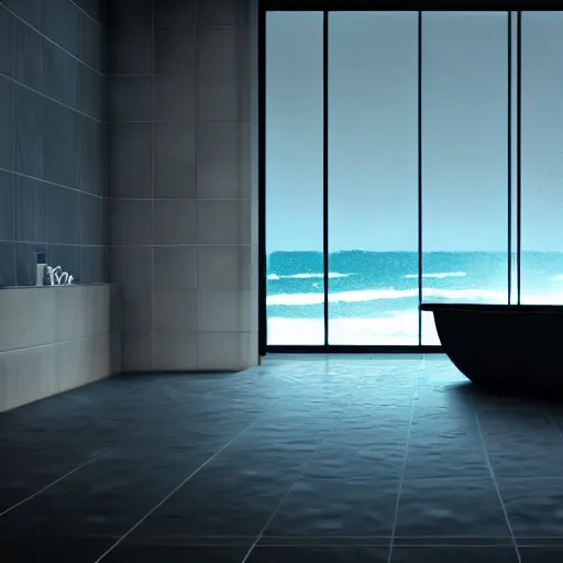 Prompt: an ocean with big waves and a storm inside a bathtub, digital painting, high contrast, unreal engine render, volumetric lighting, high détail