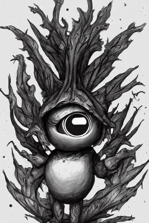 Image similar to a humanoid figure acorn monster with large glowing eyes, highly detailed, digital art, sharp focus, trending on art station, oak leaves, anime art style