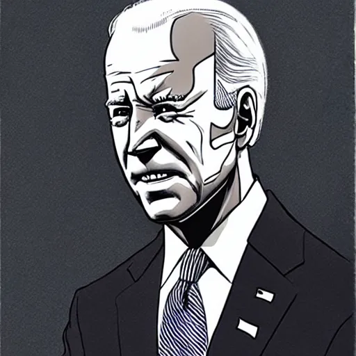 Image similar to Joe Biden looking sinister, by Tsutomu Nihei, highly detailed