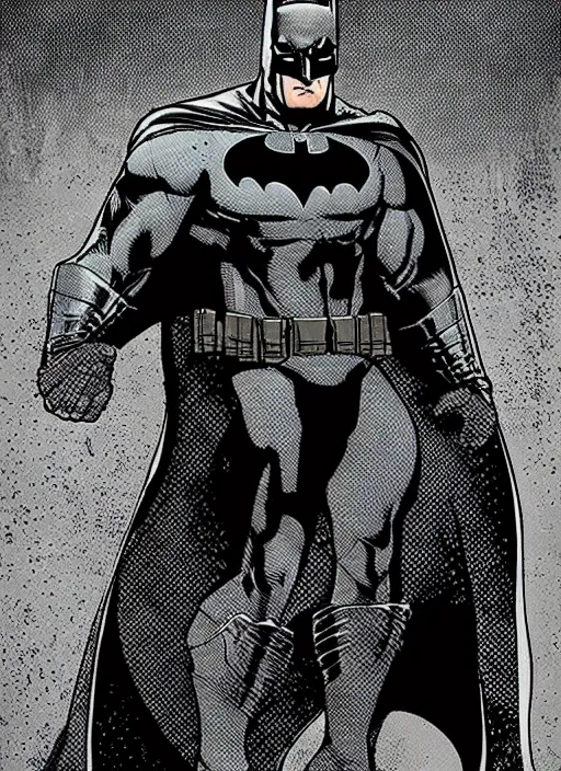 Prompt: batman comic illustration. Ben day dots