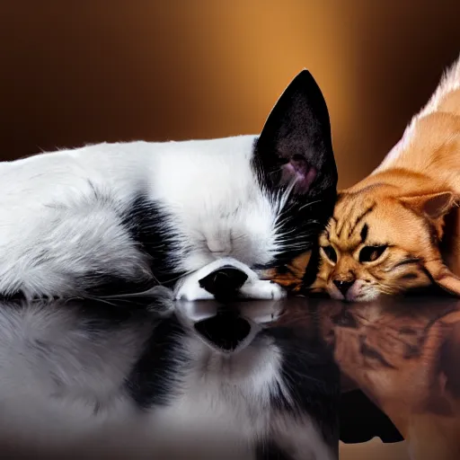 Image similar to a dog and cat boxing, hd, intricate detail, 4 k