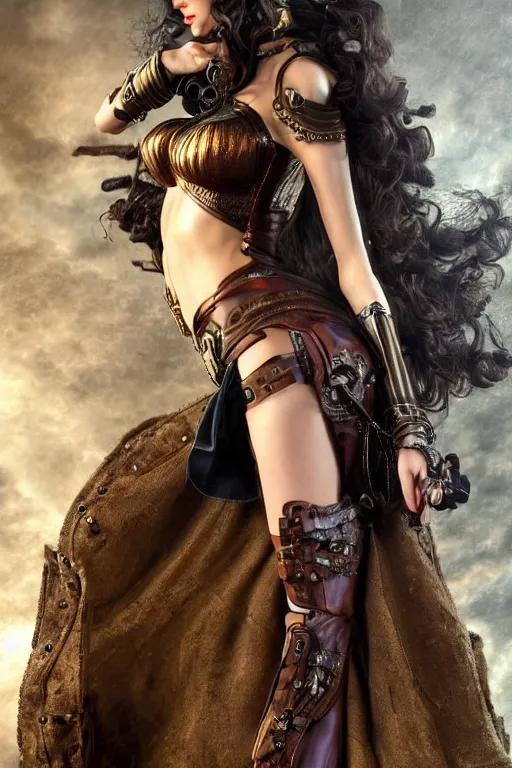 Image similar to extremely detailed steampunk gal gadot standing, lilia alvarado