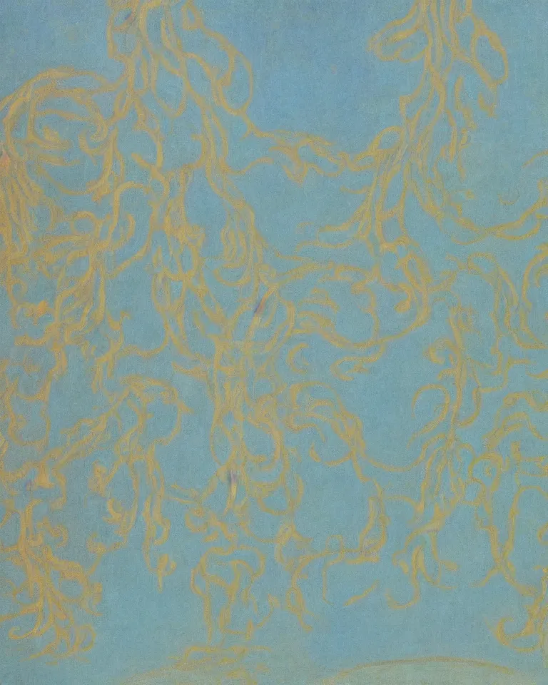 Prompt: achingly beautiful close up print of one painted ancient greek vase on baby blue background by rene magritte, monet, and turner. symmetrical, shaded.