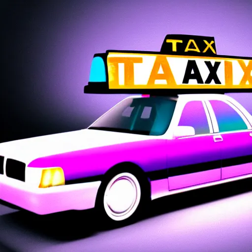 Prompt: taxi, vaporwave