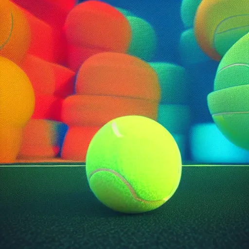 Image similar to a tennis ball monster , colorful, digital art, fantasy, magic, trending on artstation, ultra detailed, professional 3D render by Beeple