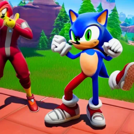 Image similar to sonic dancing in fortnite