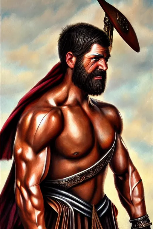 Prompt: Gladiator, muscular, detailed face, correct face, painting by Ádám Mányoki