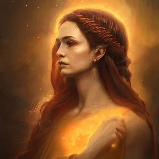 Prompt: majestic gracious regal goddess persephone portrait, ancient greece, atmospheric lighting, painted, intricate, volumetric lighting, beautiful, rich deep colours masterpiece, golden hour, sharp focus, ultra detailed, by leesha hannigan, ross tran, thierry doizon, kai carpenter, ignacio fernandez rios