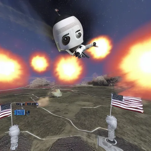 Image similar to in-game screenshot of Barack Obama in the game Kerbal Space Program (2009)