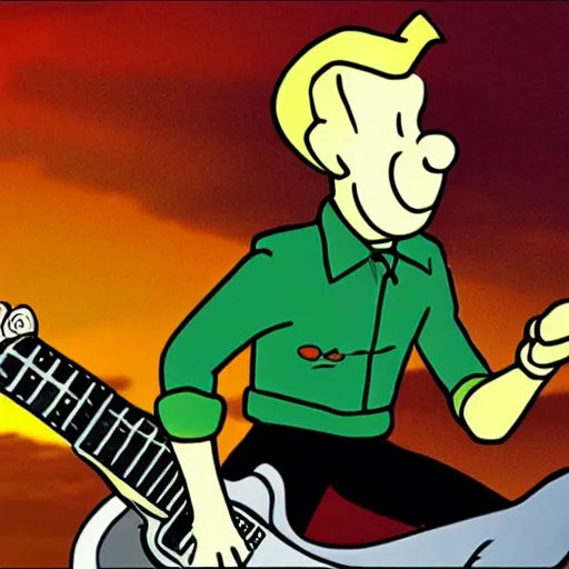 Prompt: Tintin as a hard rocker, detailed, 4k