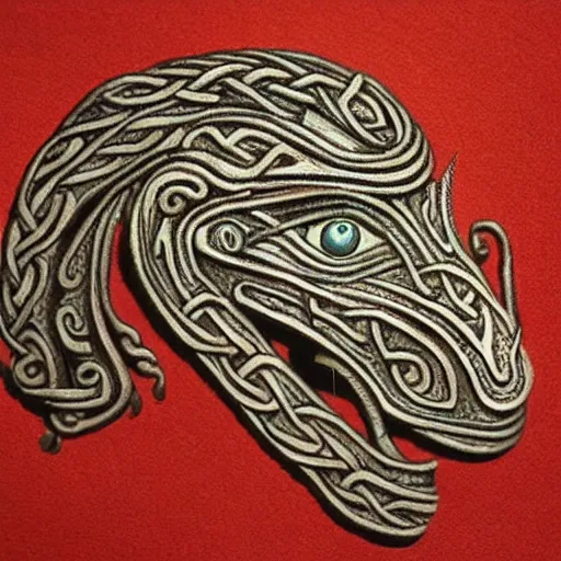 Prompt: Dragon's Head, highly detailed, celtic art style