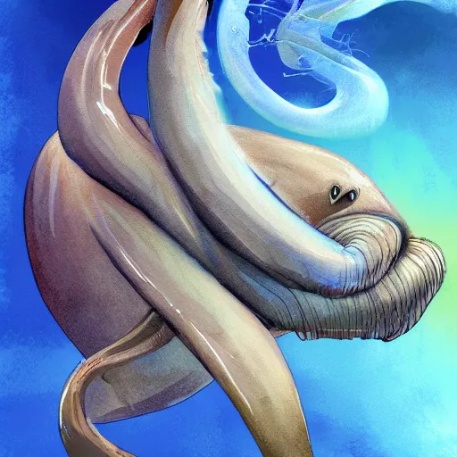 Prompt: A stunning digital painting of a walrus squid monster, professional digital art