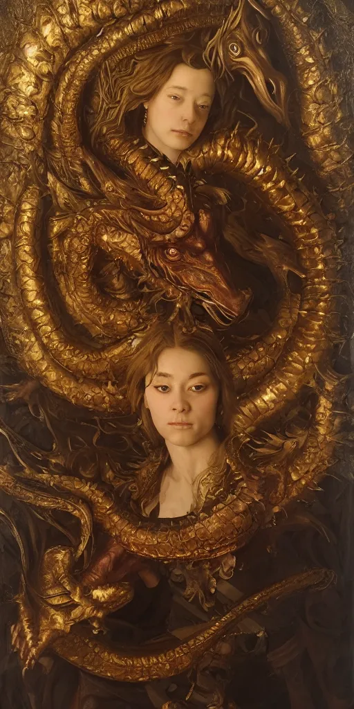 Image similar to Highly detailed and cinematic Renaissance period portrait oil painting of an English dragon, an oil painting ((masterpiece)) by ((Josep Tapiró Baró)), dynamic lighting, 8K