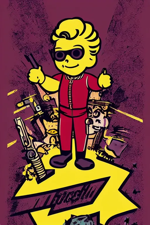 Image similar to fallout 7 6 retro futurist illustration art by butcher billy, sticker, colorful, illustration, highly detailed, simple, smooth and clean vector curves, no jagged lines, vector art, smooth andy warhol style