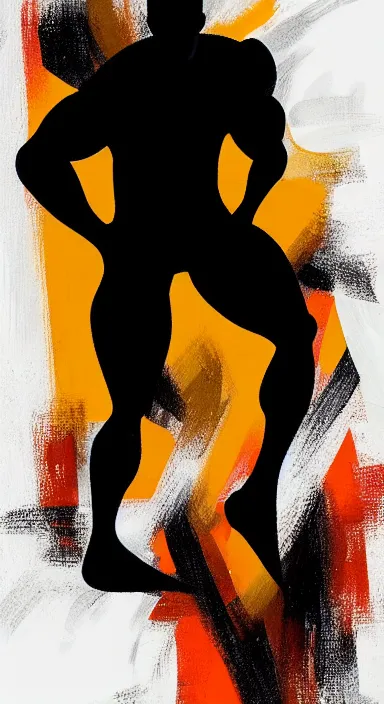 Image similar to black background, a thin, athletic physique man's body made of abstract, thick flowing dramatic bright brush strokes, no face, strong wind, matte colors, impressionist, extreme motion, trending on artstation