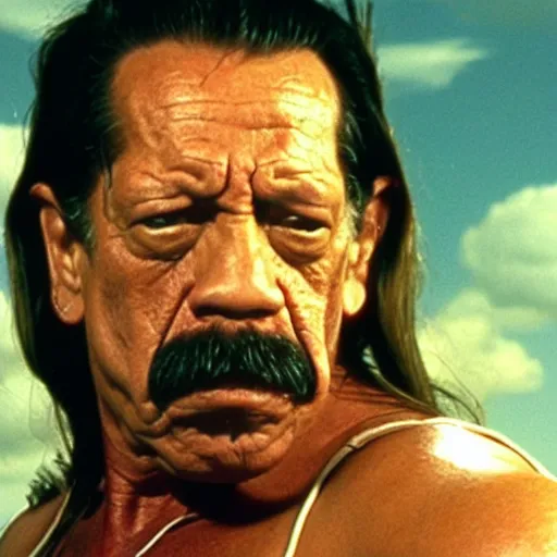 Image similar to Danny Trejo with machete appears in teletubbies