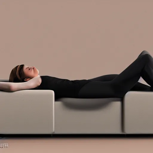 Image similar to person lying horizontal on a sofa, photorealistic, 8k