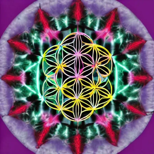 Image similar to boho tie dye flower of life design