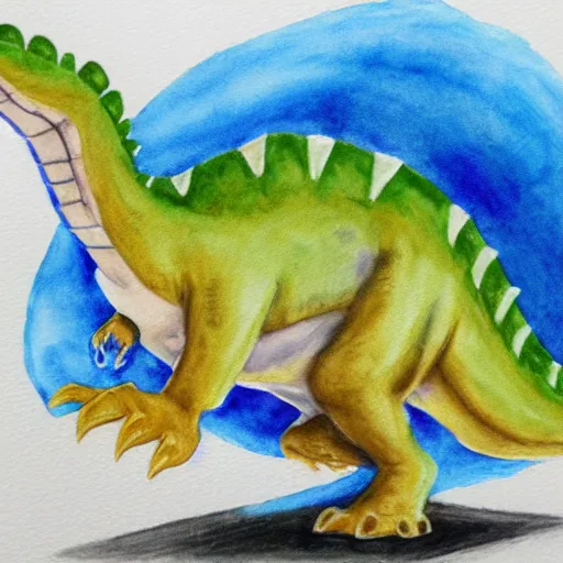 Prompt: dinosaur watercolor, pencil