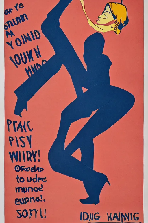 Image similar to a feminist propaganda poster against manspreading, high quality print, silkscreen, acid colors