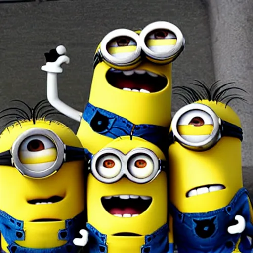 Prompt: minions characters at the hidenburg disaster.