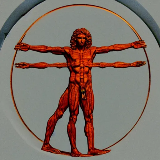 Prompt: Vitruvian Man as a marble sculpture