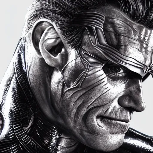 Image similar to Arnold Schwarzenegger as spiderman terminator , muscle extremely detailed, fantastic details full face, mouth, trending on artstation, pixiv, cgsociety, hyperdetailed Unreal Engine 4k 8k ultra HD, WLOP