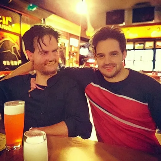 Image similar to “ mike and ant - man having drinks at the pub ”