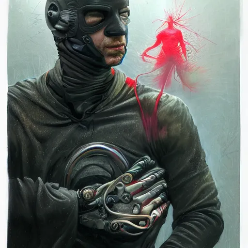 Image similar to dream portrait of Daredevil, cameras, melting ,8k,by tristan eaton,Stanley Artgermm,Tom Bagshaw,Greg Rutkowski,Carne Griffiths, Ayami Kojima, Beksinski, Giger,trending on DeviantArt,face enhance,hyper detailed,minimalist,cybernetic, android, blade runner,full of colour 8-W 1024