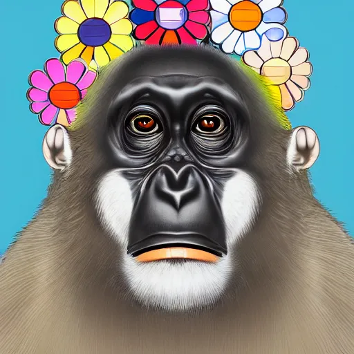 Image similar to the portait of a primate by takashi murakami, digital art, 4 k, detailed