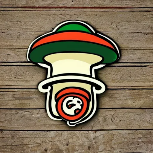 Image similar to spencers shroomery logo. mushroom theme, cottagecore style, by aaron draplin