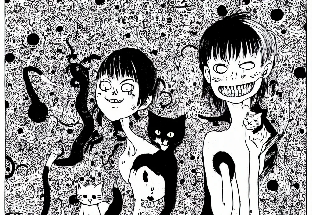 Image similar to smiling cat by junji ito