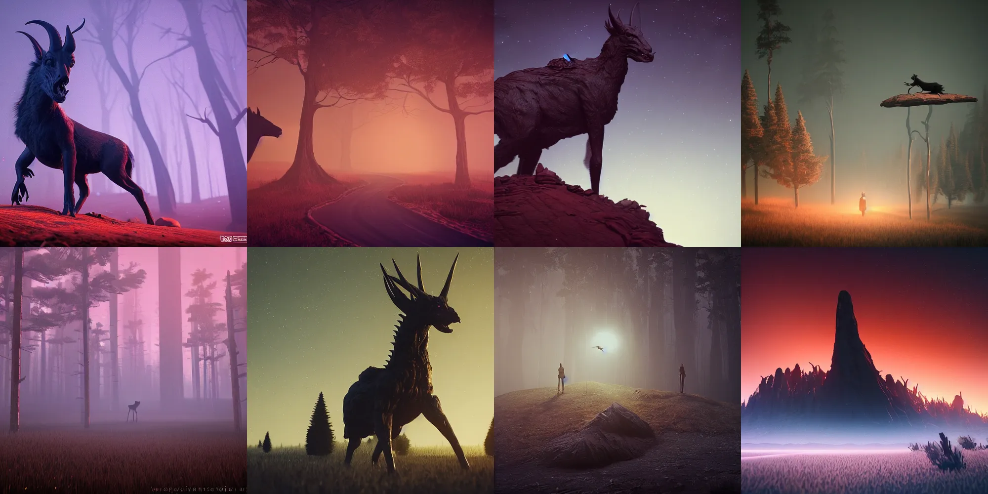 Image similar to beautiful dark landscape, the jersey devil, in the style of beeple and Mike Winkelmann, photo real, ultra realistic, intricate, epic lighting, 8k resolution, unreal engine 5,