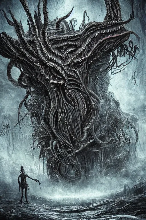 Image similar to eldritch monstrosity, cinematic, digital art, extremely detailed, horror