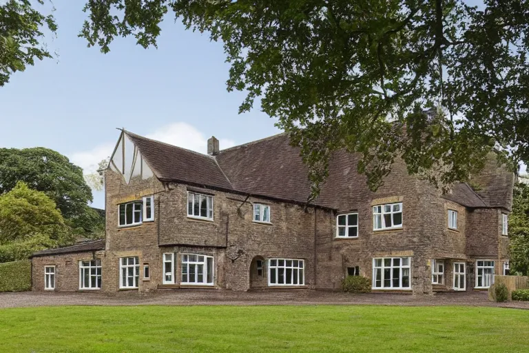 Image similar to an estate agent listing photo, external view of a 5 bedroom detached countryside house in the UK, by Giger