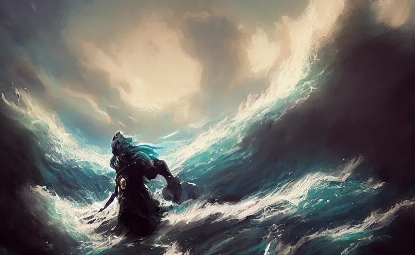 Image similar to A painting of Neptune trending on artstation in the style of Greg Rutkowski