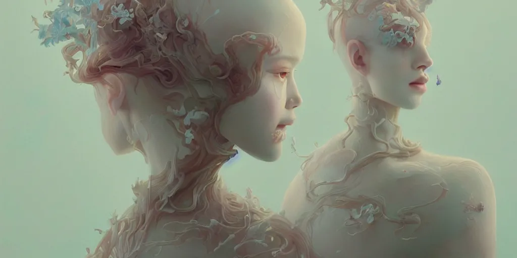 Image similar to breathtaking delicate detailed concept art painting creature, by hsiao - ron cheng, bizarre compositions, exquisite detail, pastel colors, 8 k