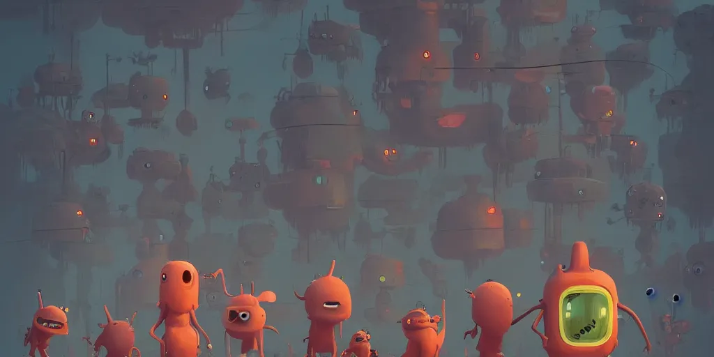 Image similar to cute monsters by Goro Fujita and Simon Stalenhag , 8k, trending on artstation, hyper detailed, cinematic