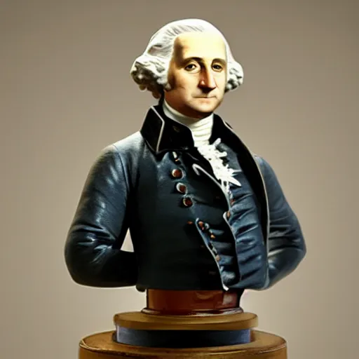 Prompt: tabletop figurine of george washington, painted plastic, studio lighting