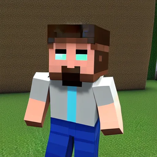 Prompt: a real life looking photo of steve from minecraft