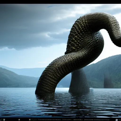 Image similar to loch ness monster, highly detailed, photorealistic portrait, bright studio setting, studio lighting, crisp quality and light reflections, unreal engine 5 quality render